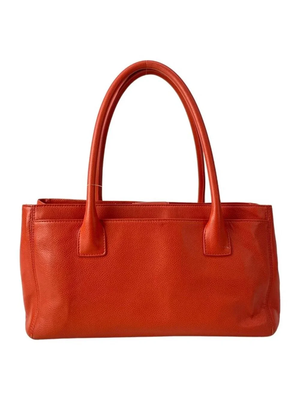 Chanel Tote Executive Line Orange Silver Leather